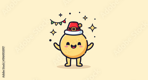 Cute Yellow Cartoon Chick Wearing Red Fez.