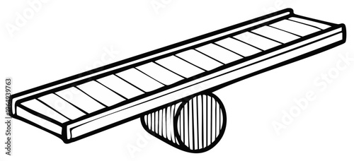 Balance beam on a cylinder conceptual illustration