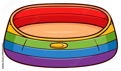 Colorful Rainbow Inflatable Swimming Pool for Kids, Summer Fun in Cartoon Style