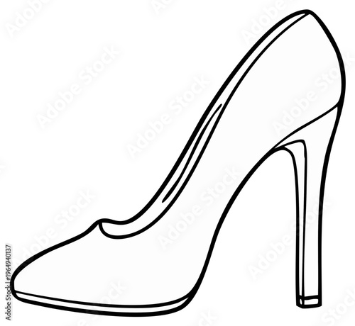 Elegant high heel shoe outline simple drawing elegant fashion footwear