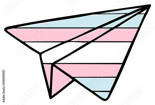 Transgender Pride Paper Airplane Symbol with Pastel Colors Flying Forward Message of Support