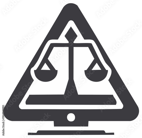 Justice Scales Triangle Icon Graphic Symbol Law Court Advocate Concept