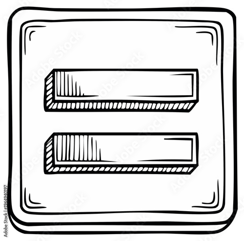 Simple Hand Drawn Equal Sign Symbol Illustration Representing Sameness or Balance