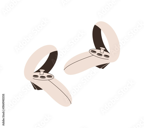 Flat gamepad icon with joystick and controller, trendy y2k device for virtual reality and videogame experience. Electronic gadget for game video entertainment, modern style visual.