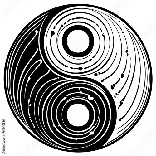 Yin Yang Symbol with Water Drops A Harmonious Balance of Opposites
