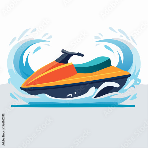 Personal watercraft with waves illustration