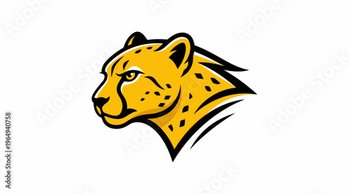 Dynamic profile illustration of an agile and powerful cheetah head, symbolizing speed and strength for athletic mascots or emblems.