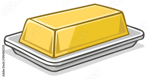 Golden butter block on a white dish kitchen ingredient food cooking element