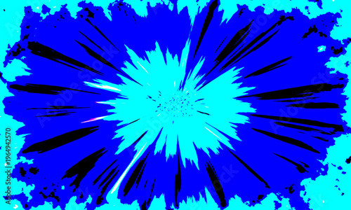 Photos Dark blue and light blue abstract explosion with black accents and turquoise bor