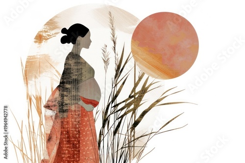 Pregnant mother art outdoors nature.