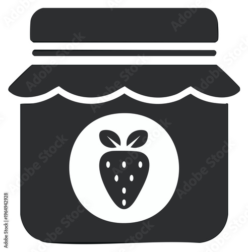 Simple Strawberry Jam Jar Icon Flat Vector Graphic for Homemade Preserves