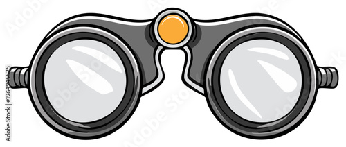 Cartoon illustration of a pair of binoculars