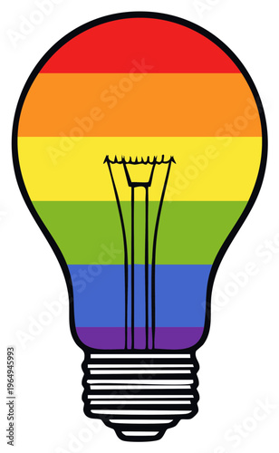 Light bulb design with rainbow colors symbol representing LGBT rights concept, unity, support