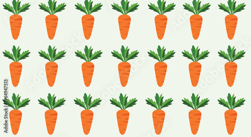 Healthy vegetable pixel art pattern with multiple rows of orange carrots and green leafy tops on a light neutral background.