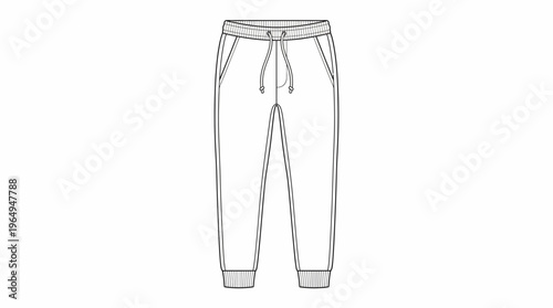 Outline drawing of a pair of comfortable jogger pants.