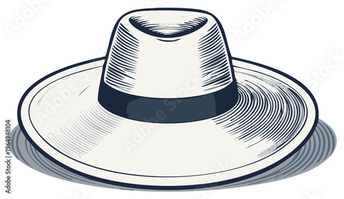 Vintage Fedora Hat with Dark Band Isolated on White Background Stylized Illustration