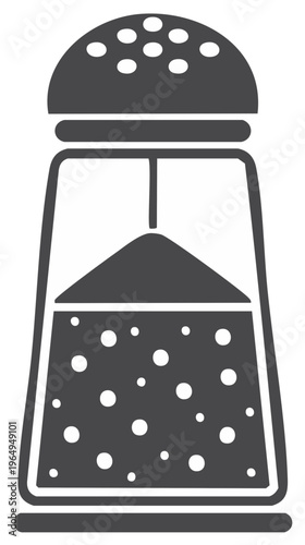 Vector Icon of Salt Shaker with Salt, Kitchen Utensil Symbol, Food Seasoning