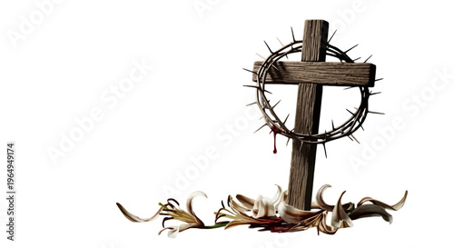 Easter, Christian, wooden cross, crown of thorns, symbol of faith