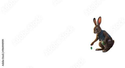 Brown rabbit, sitting rabbit, Easter bunny, vector animal