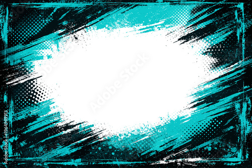 scratch frame halftone sport background urban grunge banner texture turquoise blue graphic design backdrop brush strokes with text place