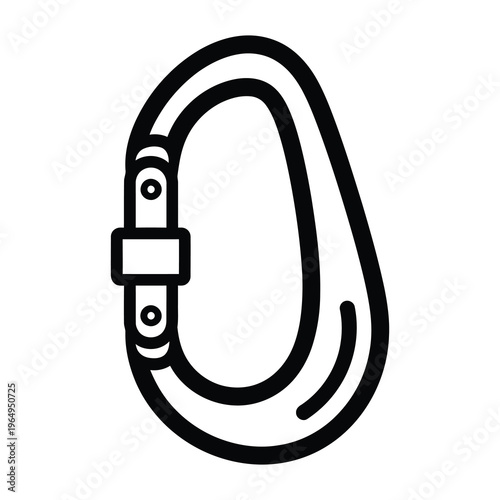 Carabiner clip used for rock climbing and rope securing outdoor activities equipment icon