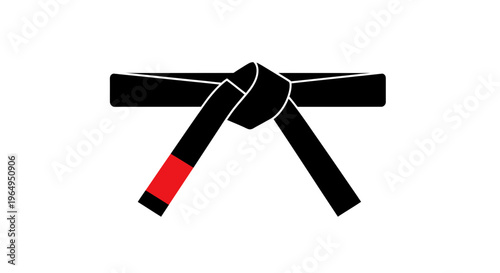 Black Belt Martial Arts Symbol with Red Stripe, Karate, Judo, Jiu Jitsu