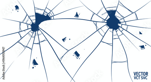 Cracked Glass Texture Vector Art - Broken Window Effect