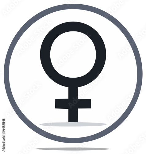 Female Symbol within a Circle, Gender Representation, Icon Design, Isolated on White