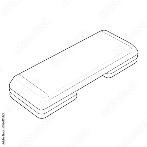Isometric aerobic step platform with stackable risers linear drawing.