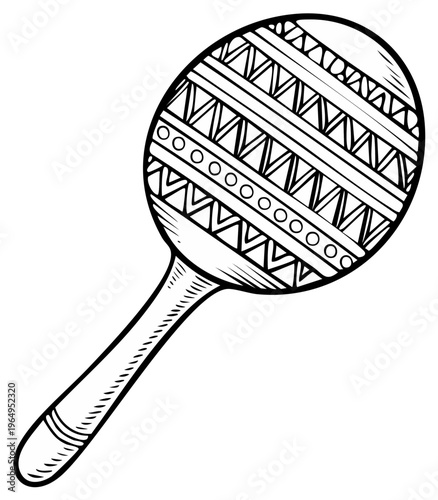 Detailed Hand Drawn Maraca Illustration for Music Instruments and Percussion Education