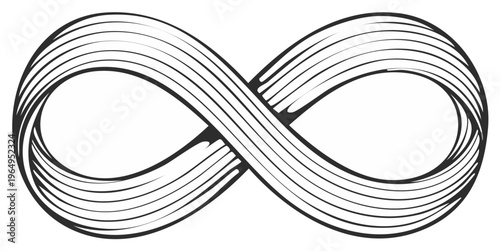 Infinity Symbol Continuous Line Art Design Loop Figure Mobius Strip Vector Illustration
