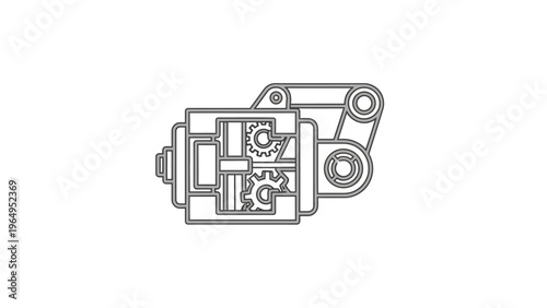 Detailed Technical Drawing of Automotive Alternator.