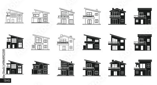 Modern House Icons Set: Contemporary Architecture Collection