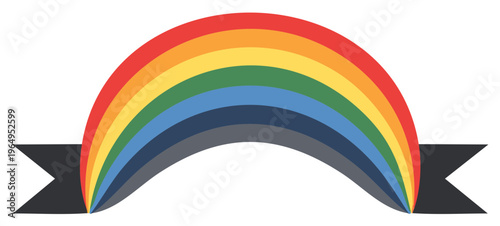 Colorful Rainbow Banner with Streamers Design Pride Symbol Illustration