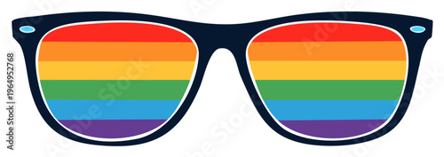 Stylish sunglasses with rainbow lenses representing LGBTQ pride and diversity vector illustration