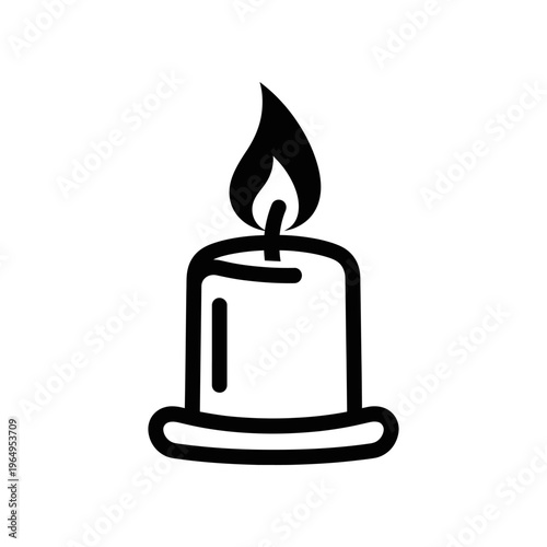A simple black and white drawing of a candle