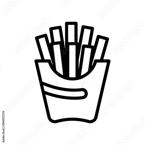A black and white drawing of french fries
