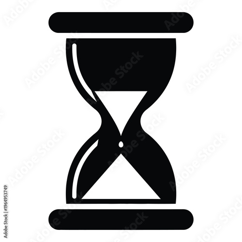 Simple black hourglass icon on white background for time concept icon