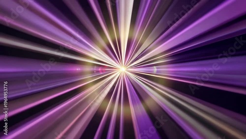 Dynamic purple light rays burst from a bright center, evoking energy and motion. For projects needing a futuristic or dynamic visual effect, such as technology presentations or creative sequences.