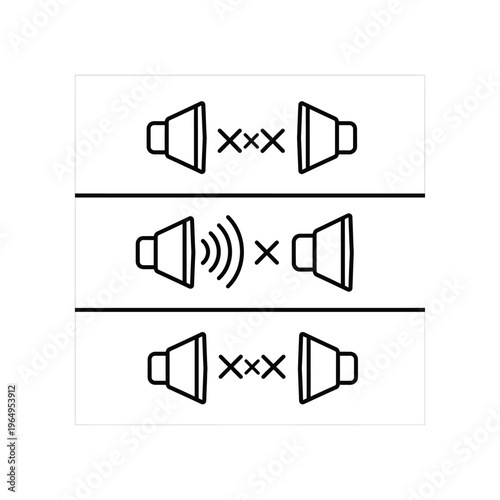Sound wave transmission and speaker icons