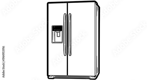 Refrigerator with double doors and handles.