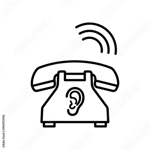 A black and white image of a rotary phone with a wi-fi signal