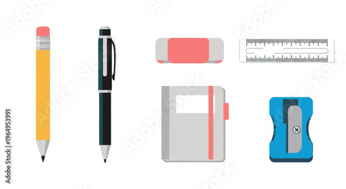 School supplies on white background 8.