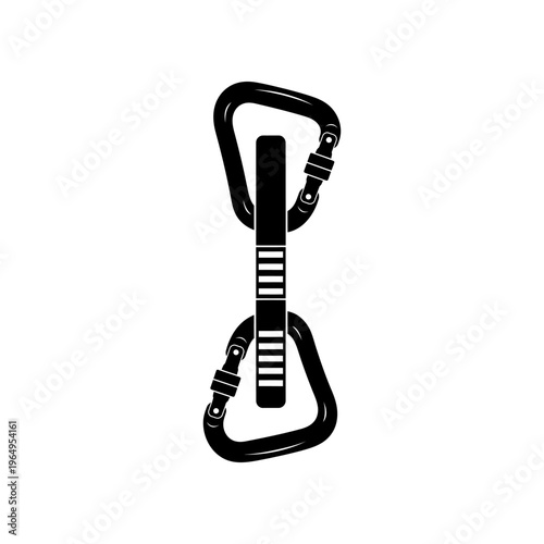 A black metal double carabiner with a clip
