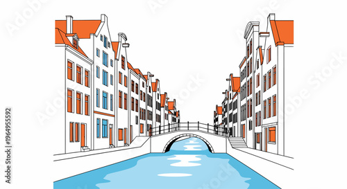 Colorful buildings line the canal.