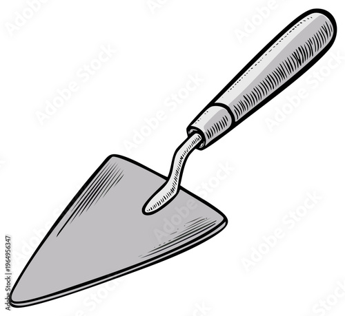 Illustration of Trowel for Plastering Wall Surfaces with Mortar or Cement Construction and Finishing Tool