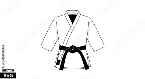 Karate Gi Uniform with Black Belt - Martial Arts Clothing Vector