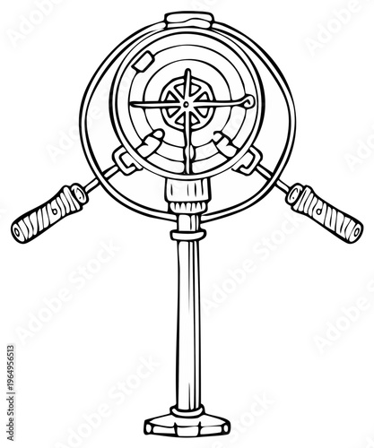 Vintage hand cranked music player device sketch illustration