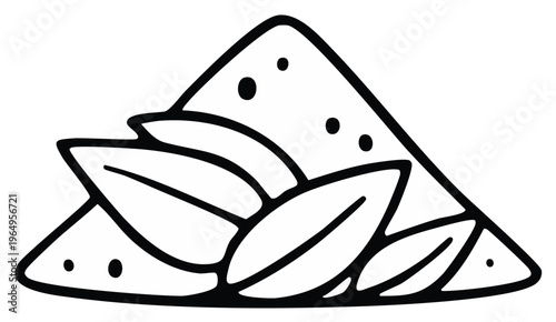 Pile of Spice Powder with Leaves Hand Drawn Illustration for Culinary or Herbal Themes