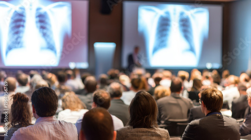 Medical conference audience learning about radiology x-rays